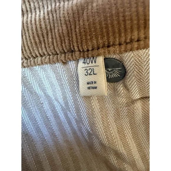 FAHERTY Pants Stretch Terry Corduroy Maple Brown Organic Size 40x32 NWT Read